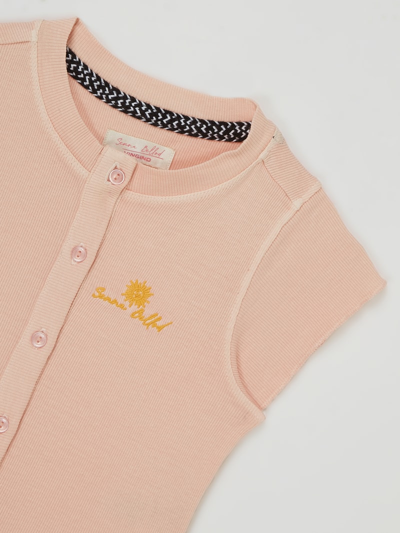 T-Shirt mit Knopfleiste Modell 'Henrieke' in altrosa