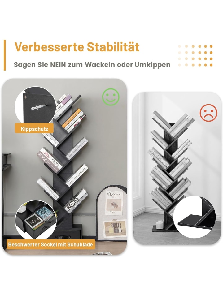 COSTWAY Bücherregal in Baumform in Schwarz günstig kaufen onesize