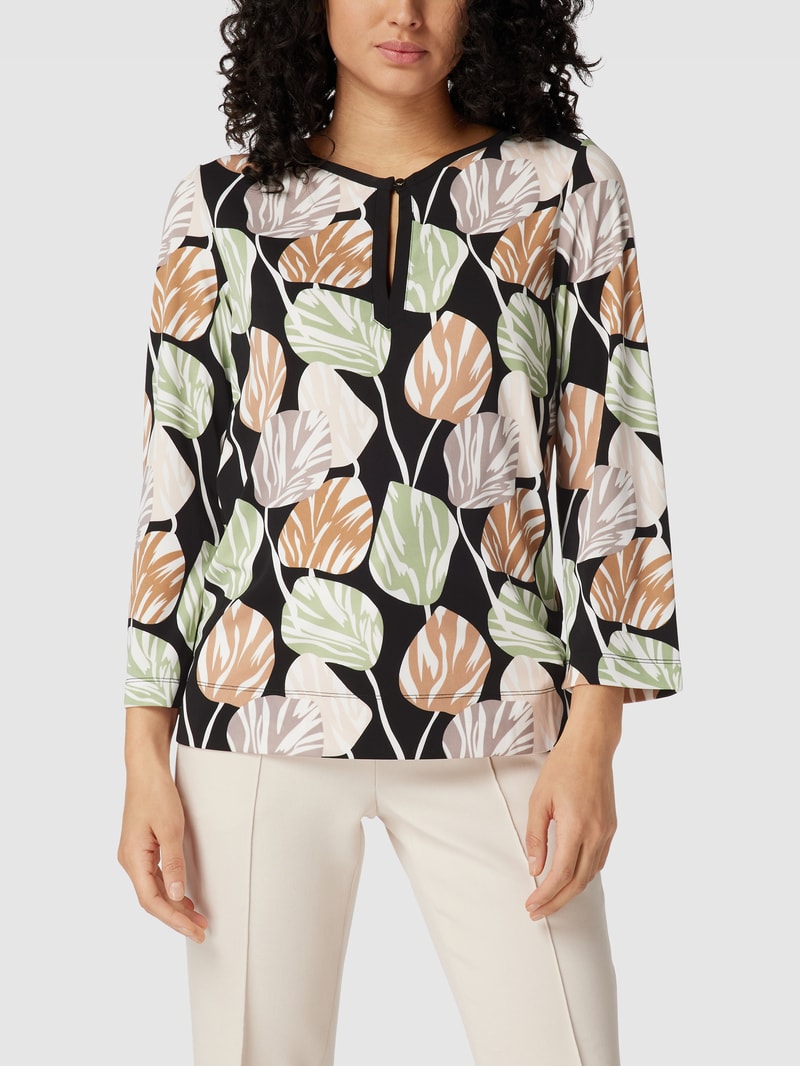 Blusenshirt mit Allover-Muster in schwarz