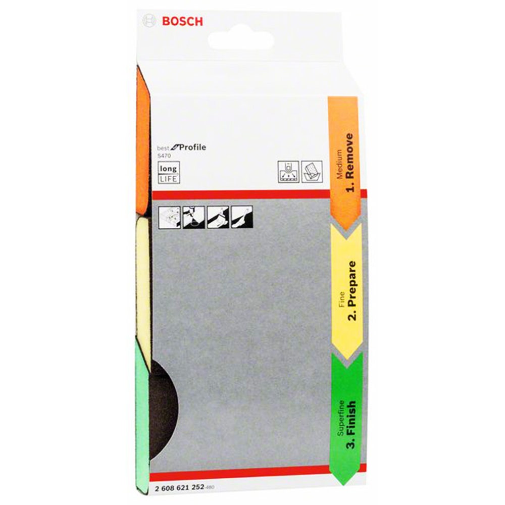 Conjunto de blocos de lixa angulares de espuma BOSCH - S470 BEST para PERFIS - 3 peças