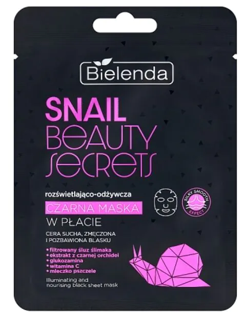 Bielenda Snail Beauty Secrets Lysnende og nærende sort arkmaske