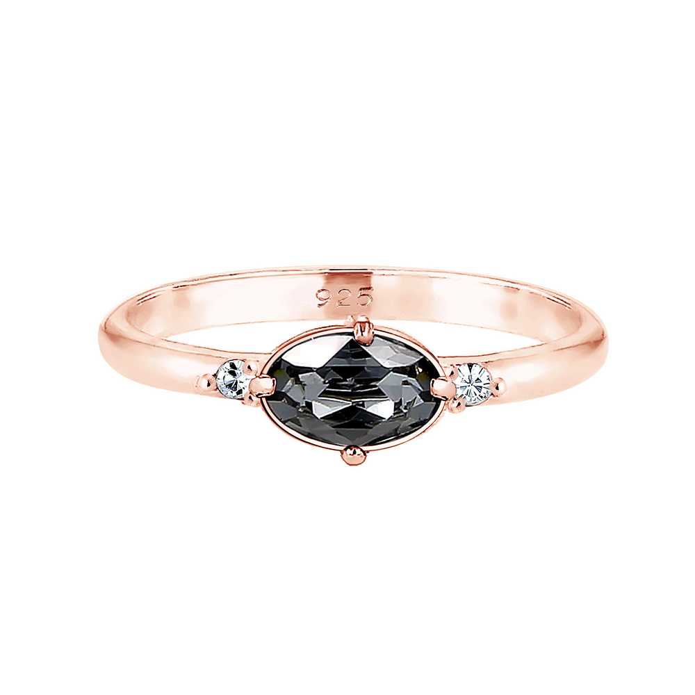 Elli Elli Bague Femme Simple et Élegante avec Cristaux en Argent Sterling 925 Bague