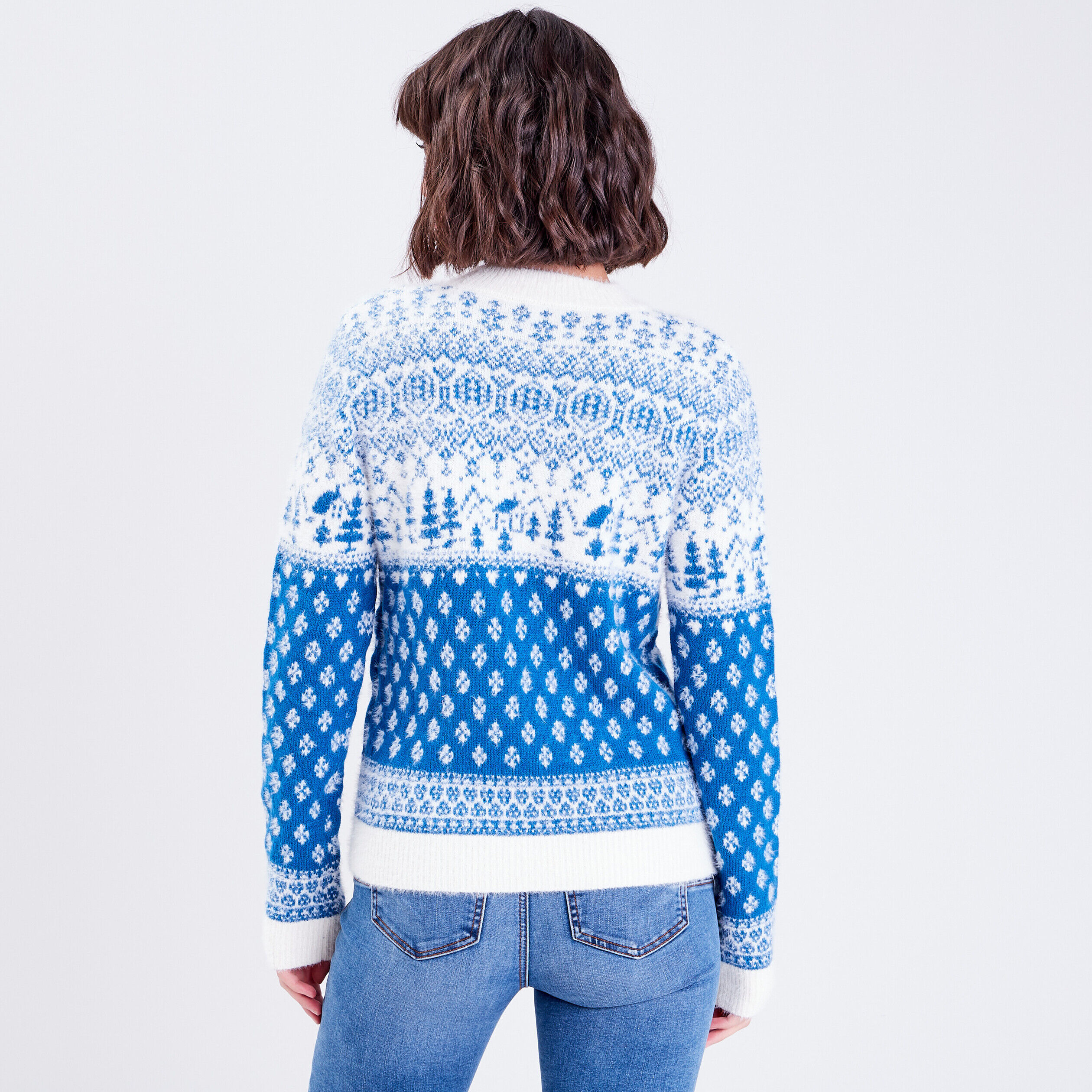 Pull avec col rond bleu femme | Cache Cache