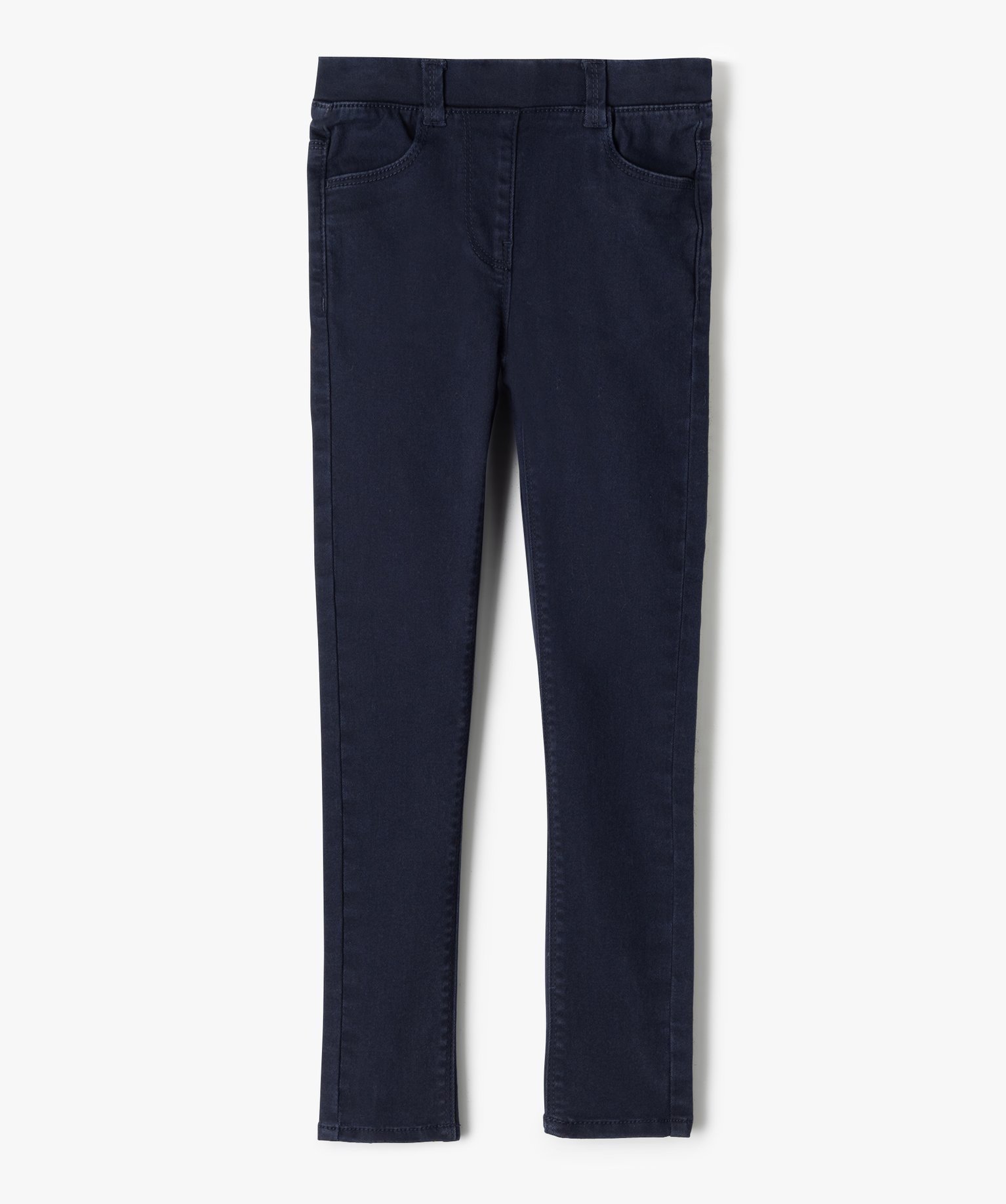 Pantalon skinny uni à taille élastiquée fille marine | GEMO
