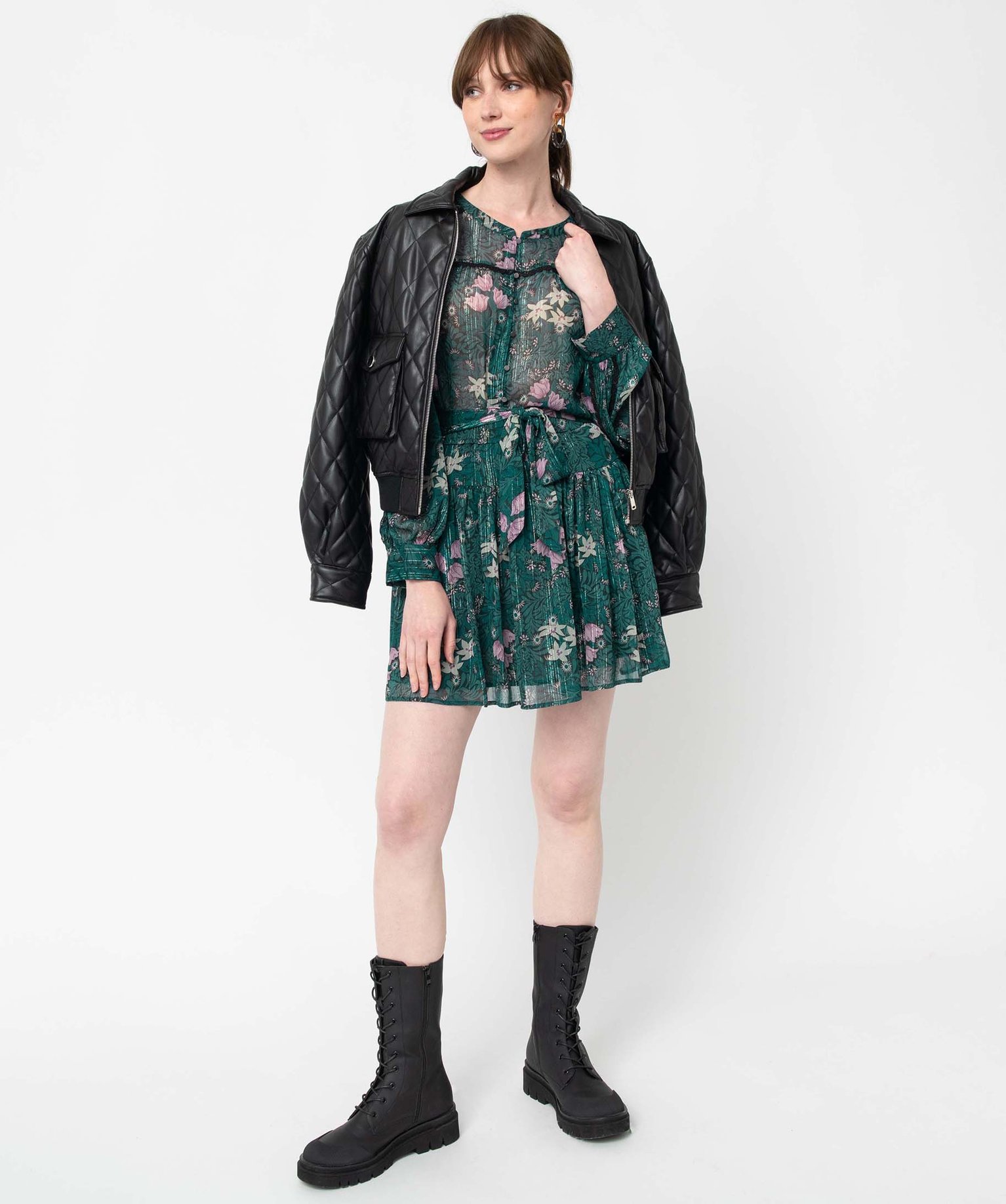 Blouse femme en voile à manches longues imprime | GEMO