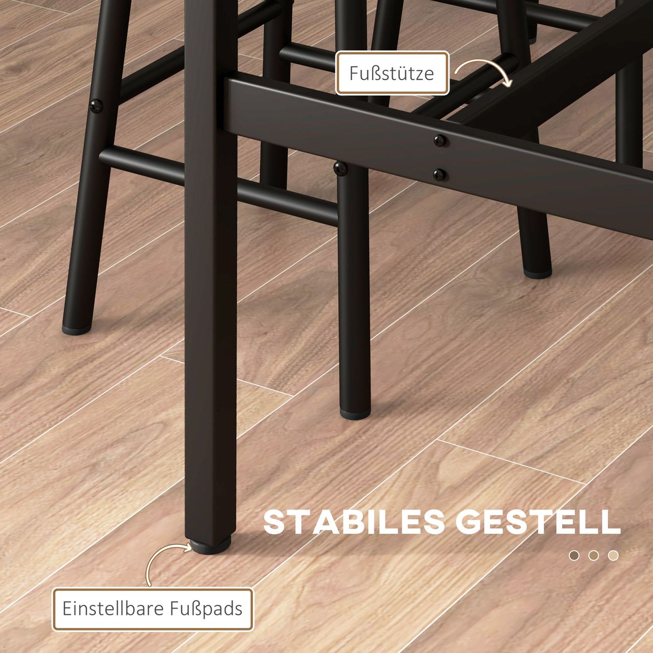 HOMCOM Bartisch-Set 3tlg. Bartisch mit Barhocker Set Essgruppe im Industriestil