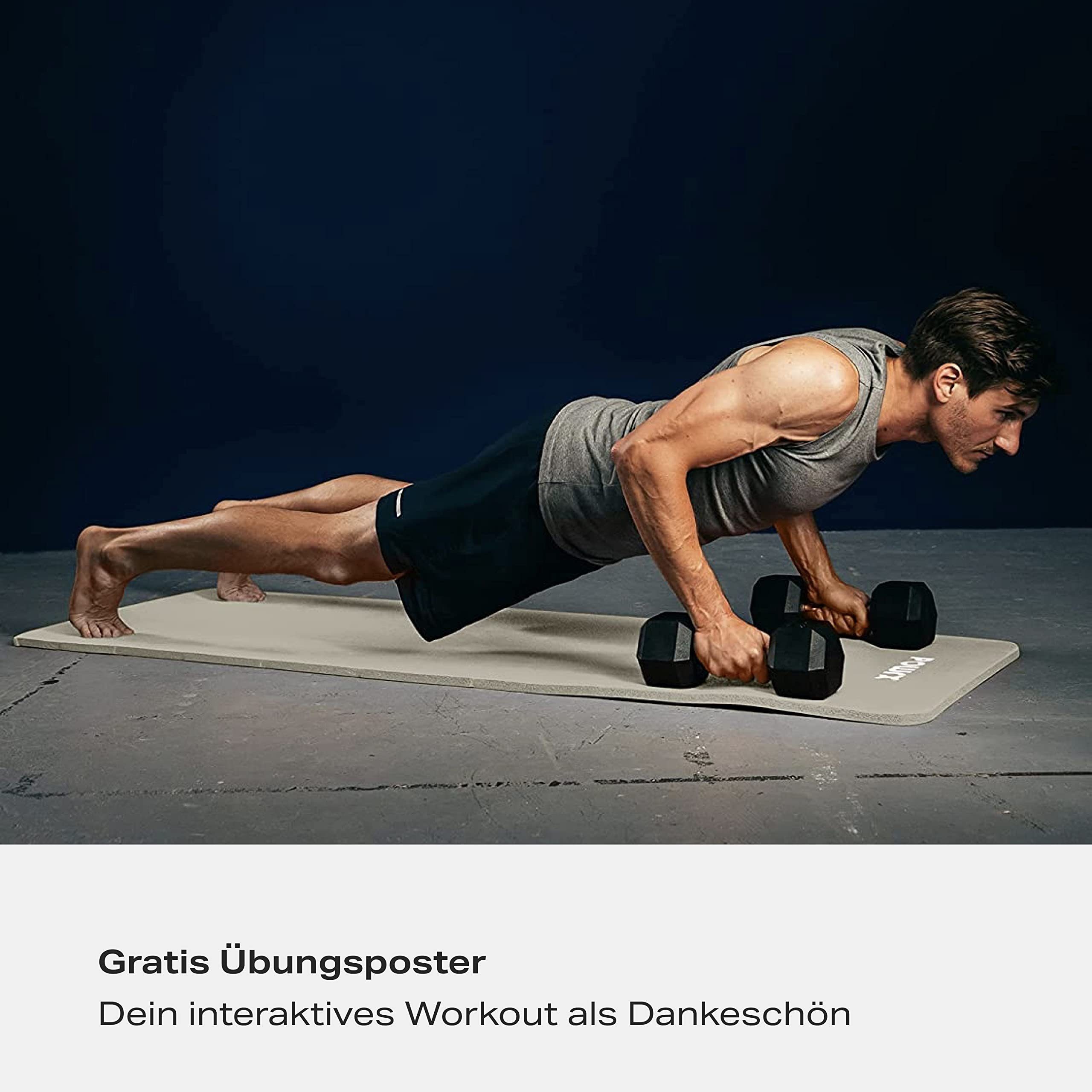 POWRX Yogamatte Gymnastikmatte Yogamatte Hellgrau 183x60x1cm, Light Grey 183 X 60 X 1 Cm 183 X 60 X 1 Cm
