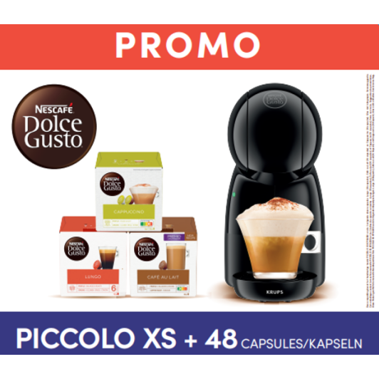KRUPS Picolo XS Negru și Cobalt - Pachet 48 bucăți /KP1A3510-YY5429FD