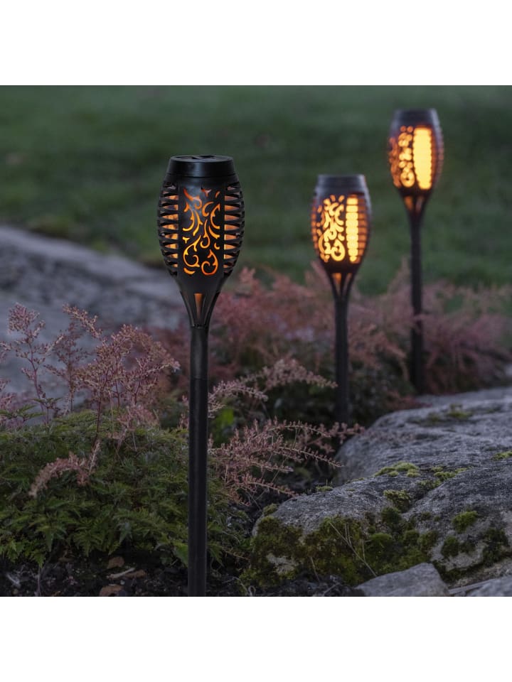 MARELIDA 2er Set LED Solar Gartenfackel mit Flammeneffekt H: 40cm in schwarz günstig kaufen onesize