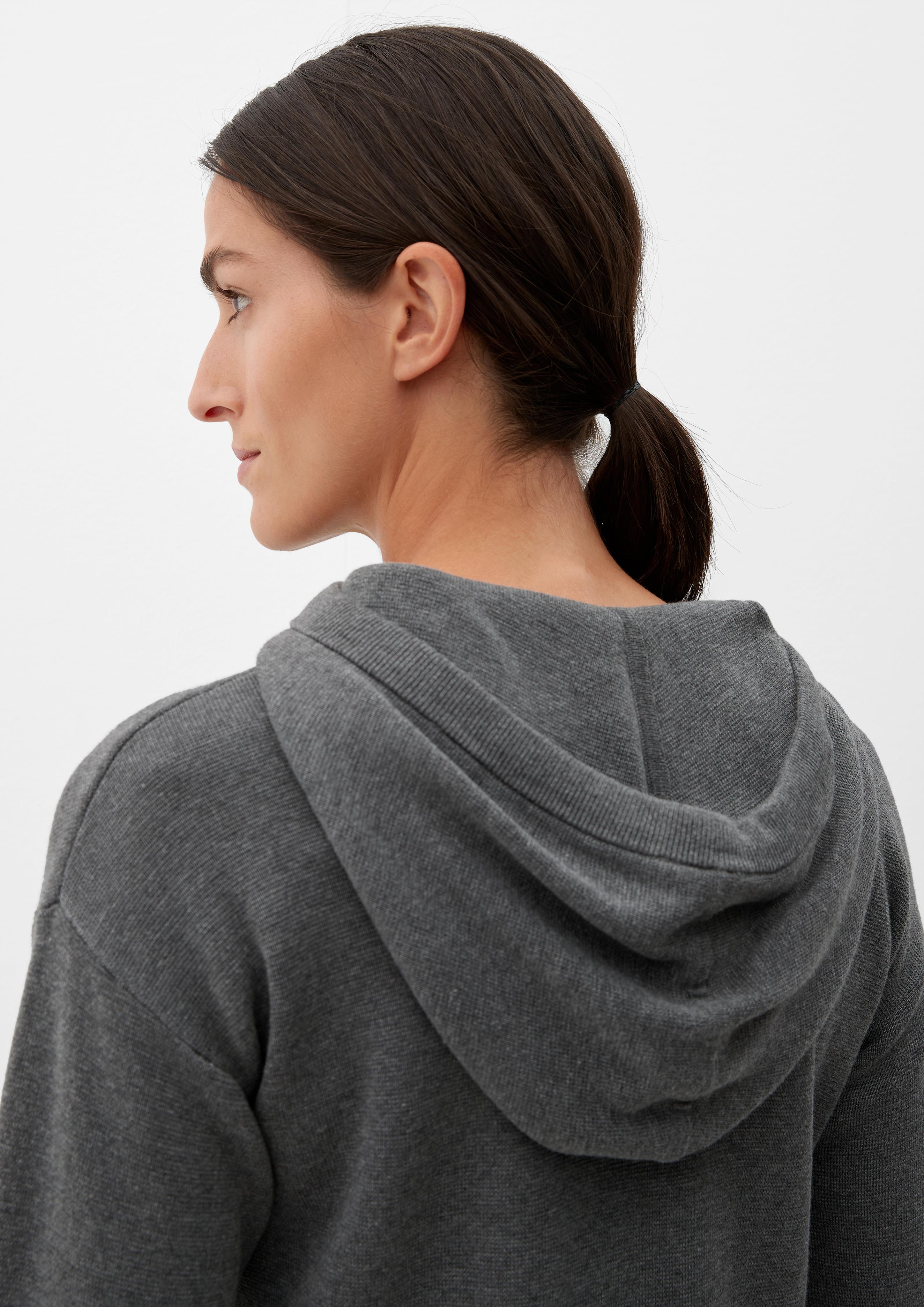 Strickhoodie mit geschlitztem Saum  2123883-9730