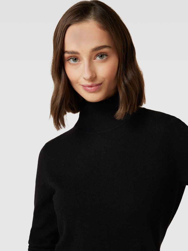 Kaschmirpullover in melierter Optik in schwarz