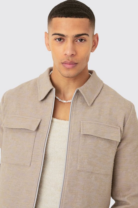 Smarte strukturierte Jacquard Harrington-Jacke