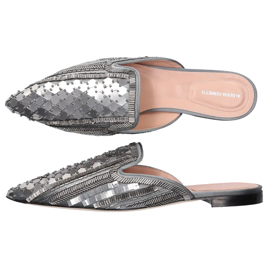 Alberta Ferretti - Slipper A11051 Textil - silber