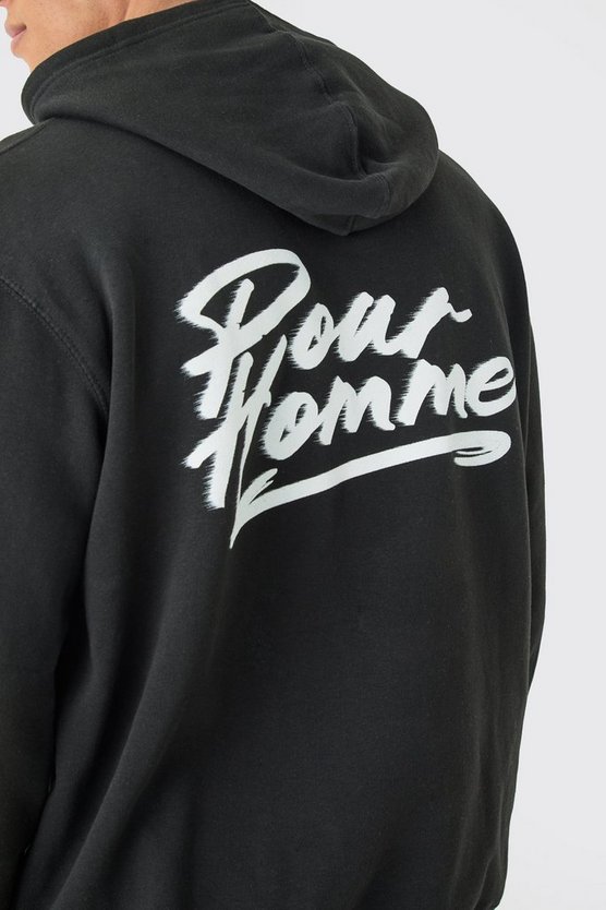 Oversize Hoodie mit Pour Homme Print