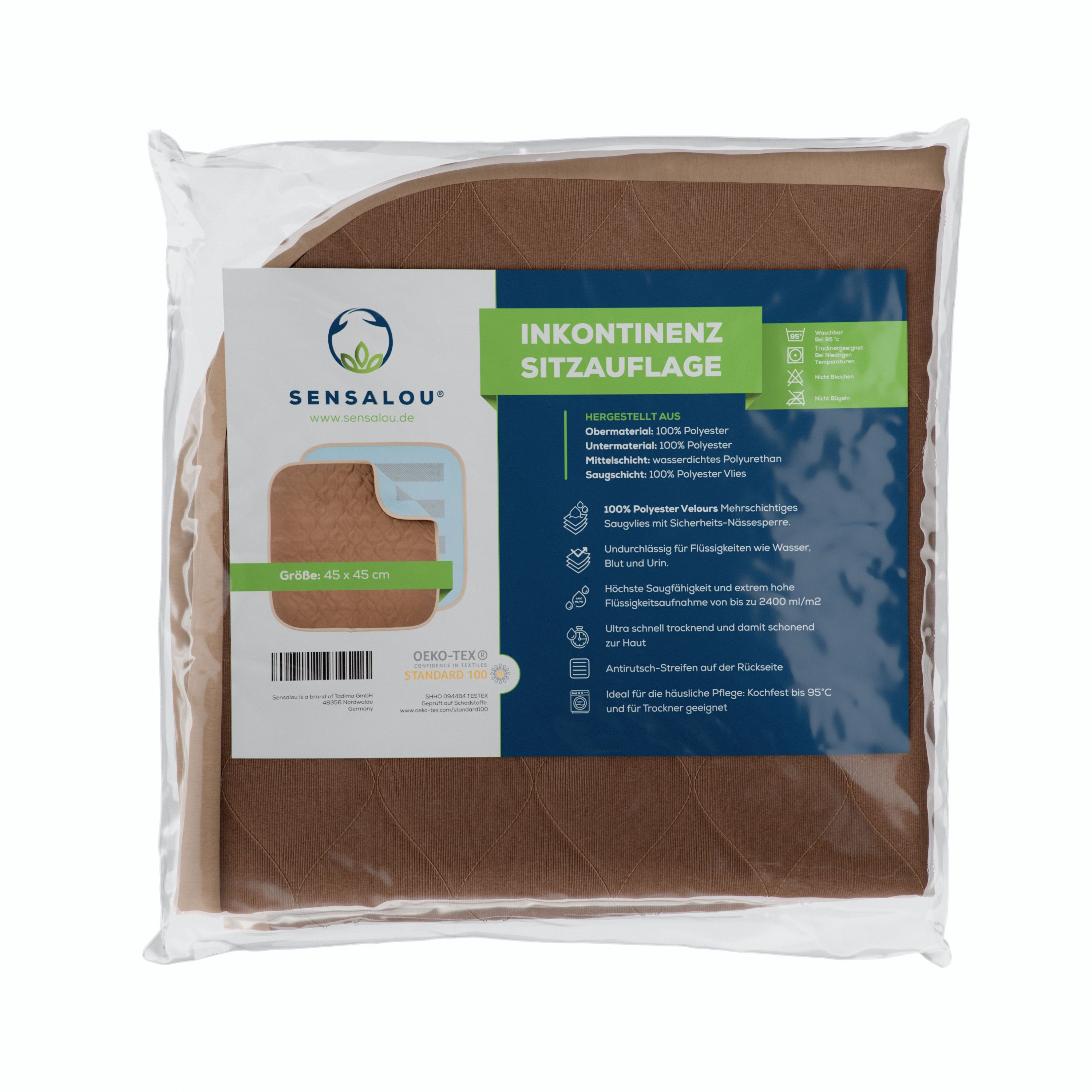 Sensalou Inkontinenz-Sitzauflage Inkontinenz Stuhl Sitz Unterlage Stuhlunterlage Sitzunterlage, wasserfest und waschbar, für Rollstuhl Sessel Sofa
