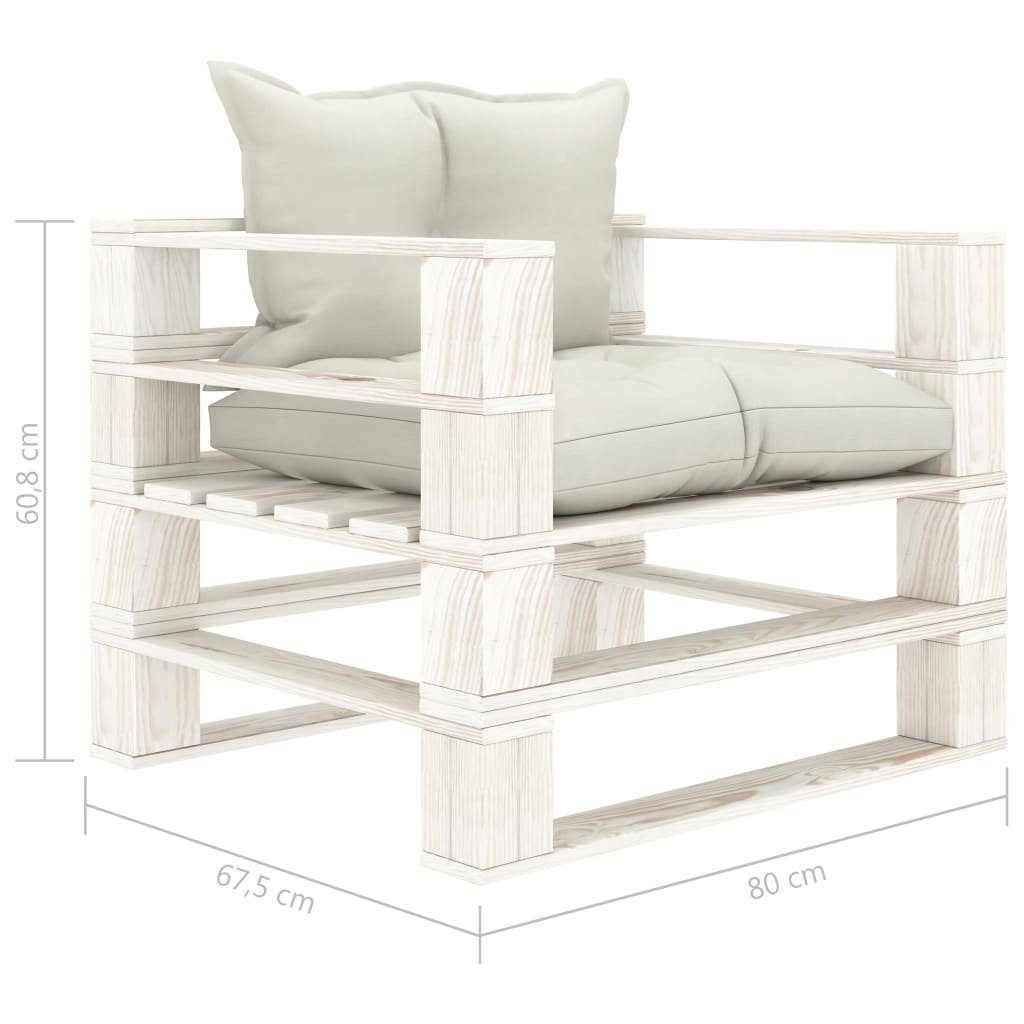 vidaXL Loungesofa Garten-Palettensofa mit Kissen in Beige Holz, 1 Teile