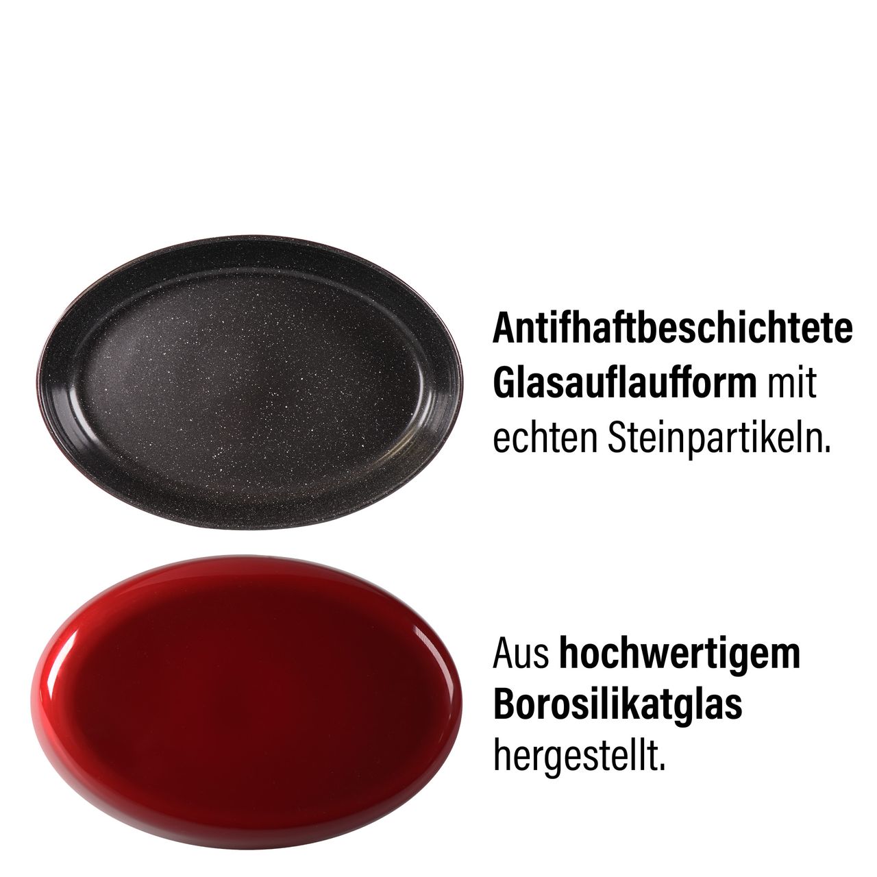 STONELINE® STONELINE Auflaufform aus Borosilikat mit Beschichtung, oval, 34,4 x 24,2 x 6,5 cm, 3,2 L