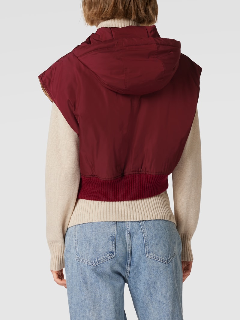 Oversized Weste mit Kapuze in bordeaux rot
