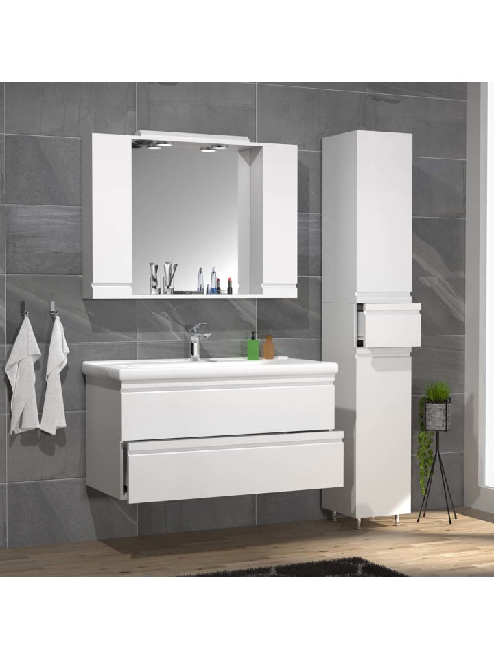 ebuy24 Badmöbelset SiloraXL Weiß 130 x 46 cm günstig kaufen onesize