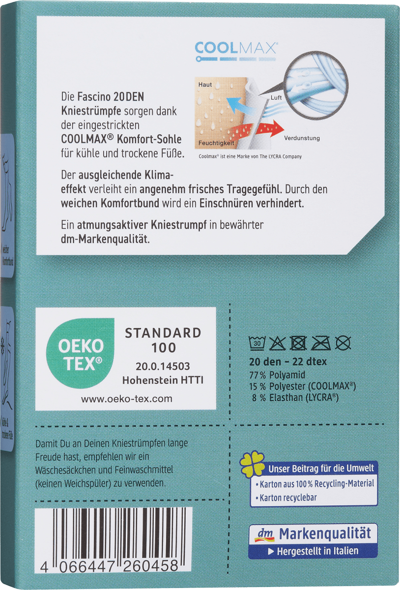Kniestrümpfe COOLMAX®  champagner Gr. 39-42, 20 DEN, 1 St