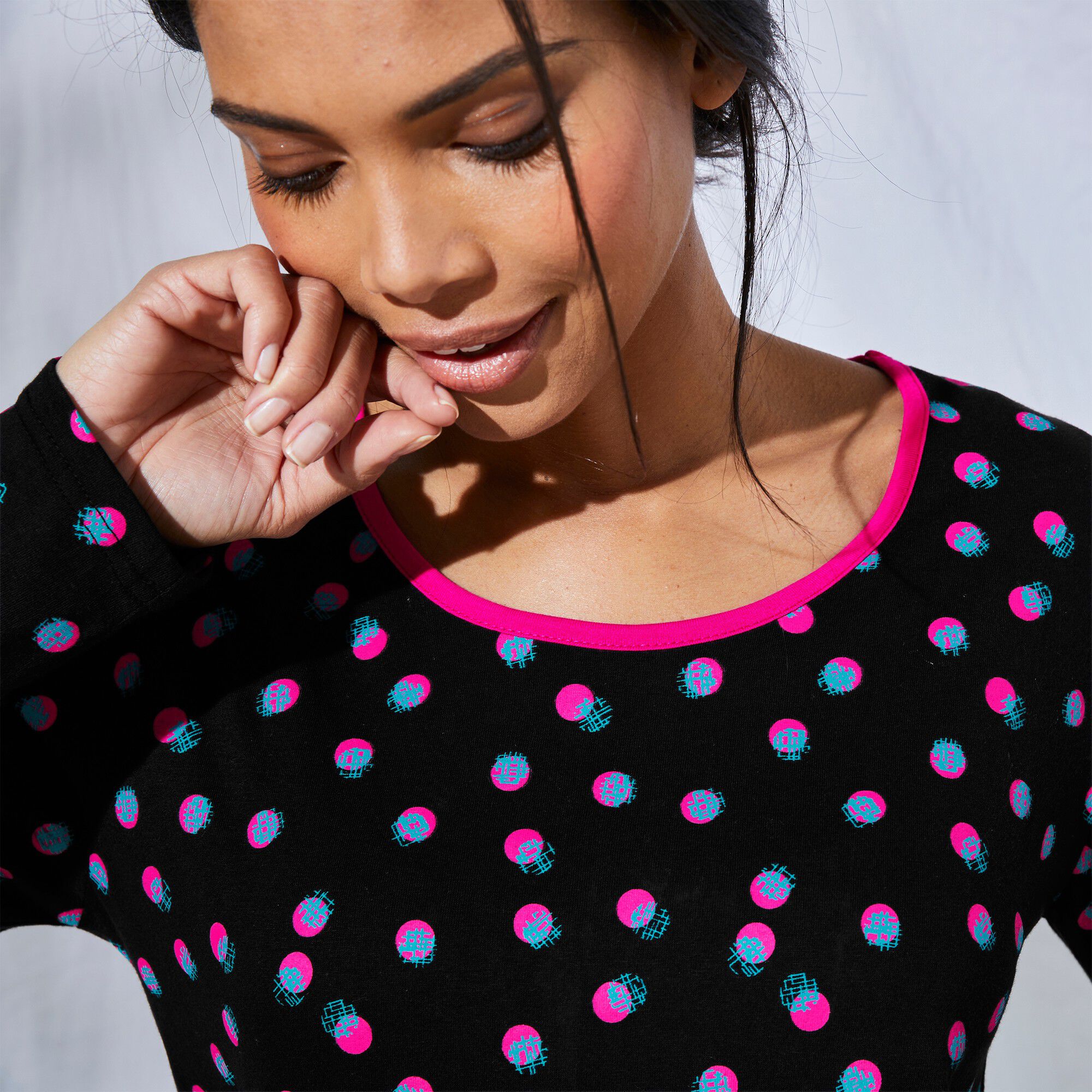 Tee-shirt manches longues coton Enjoy imprimé pois