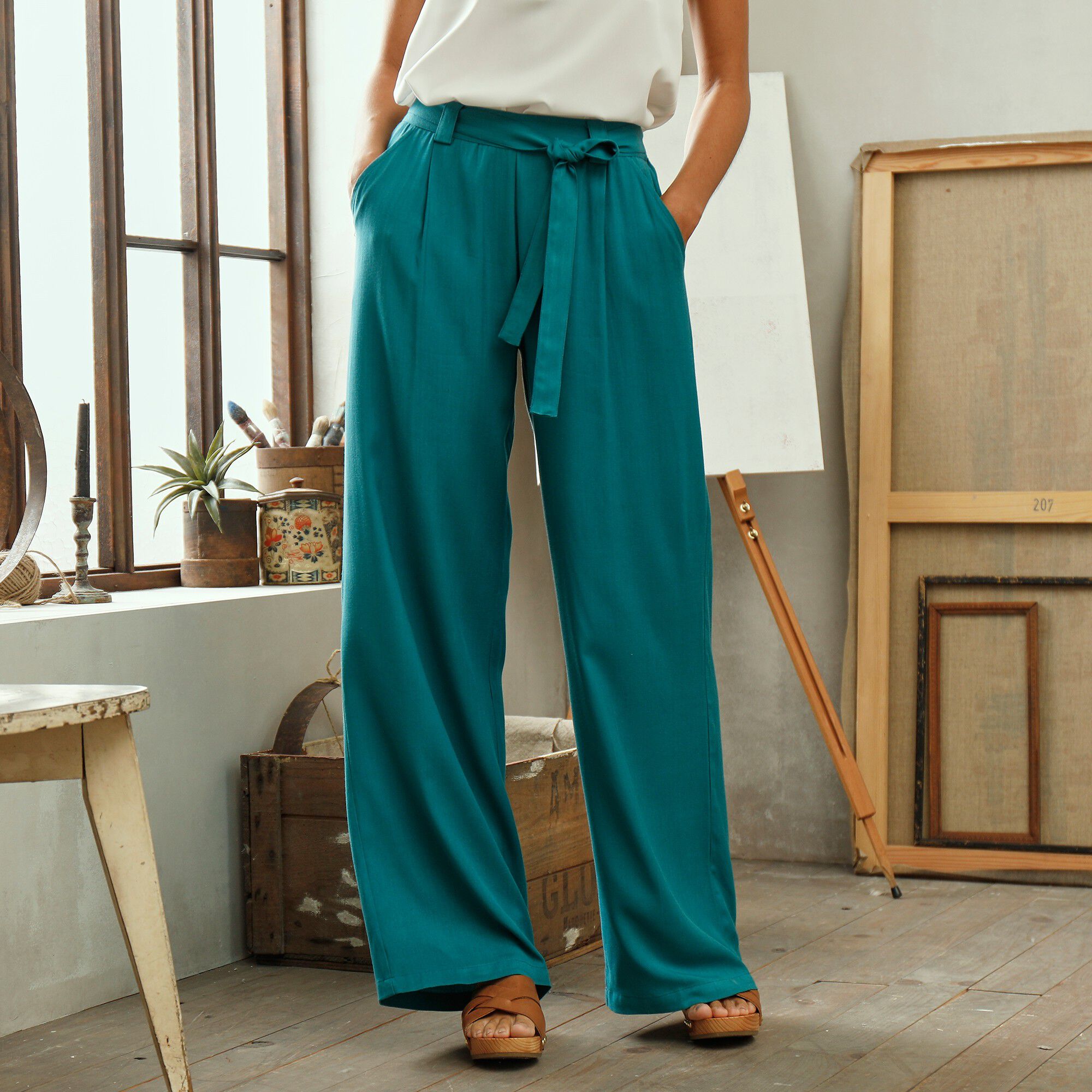 Pantalon fluide uni, collection 