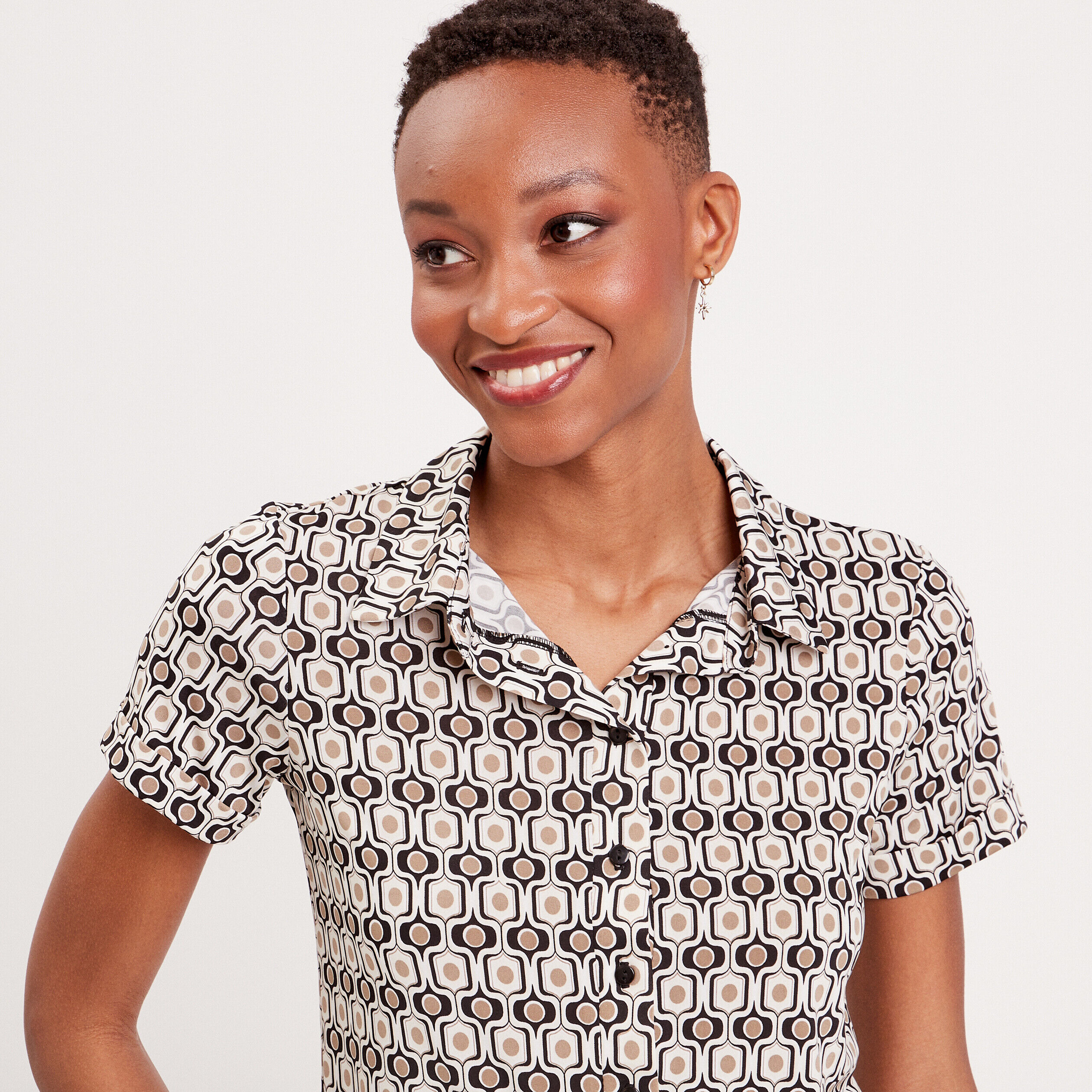 Chemise manches courtes beige femme | Cache Cache