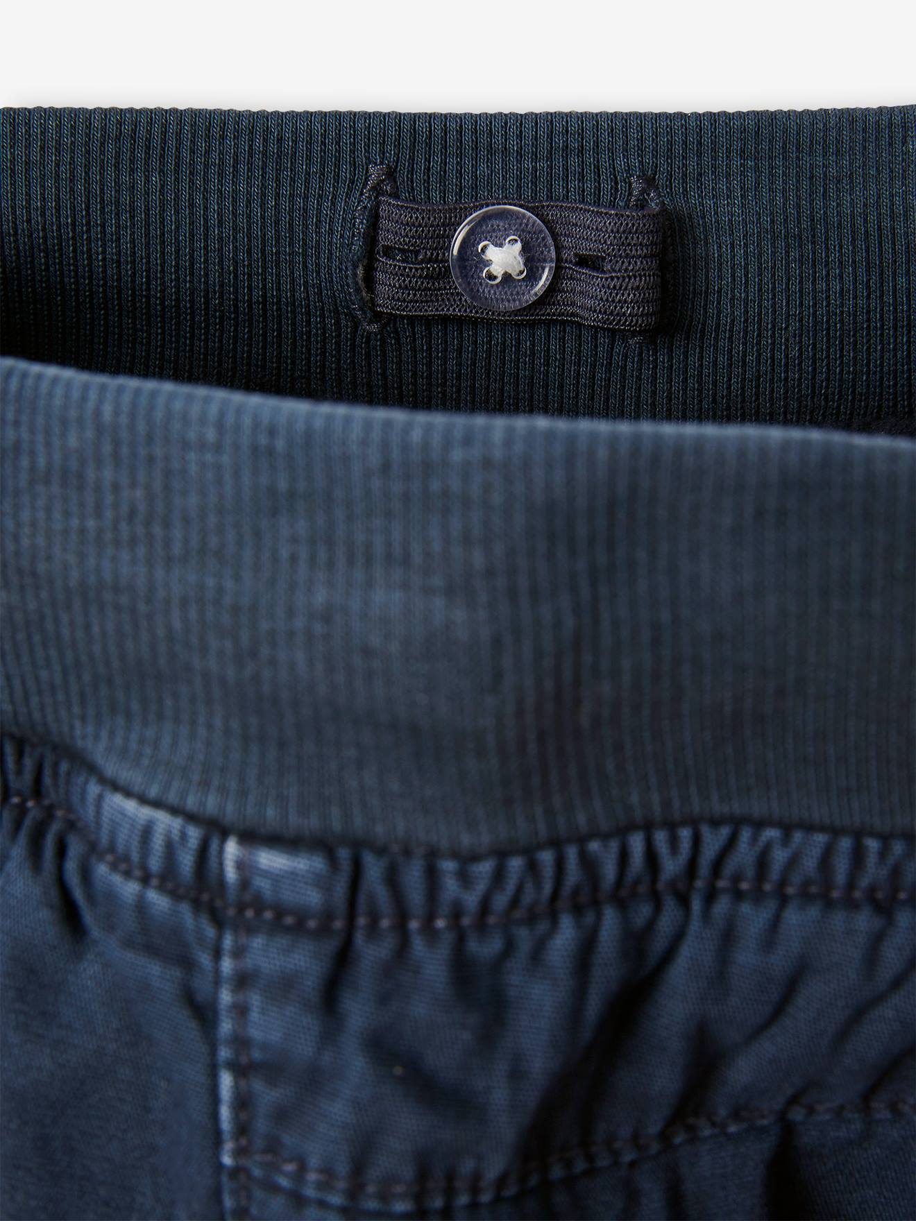 Pantalon style jogger doublé polaire garçon facile à enfiler encre