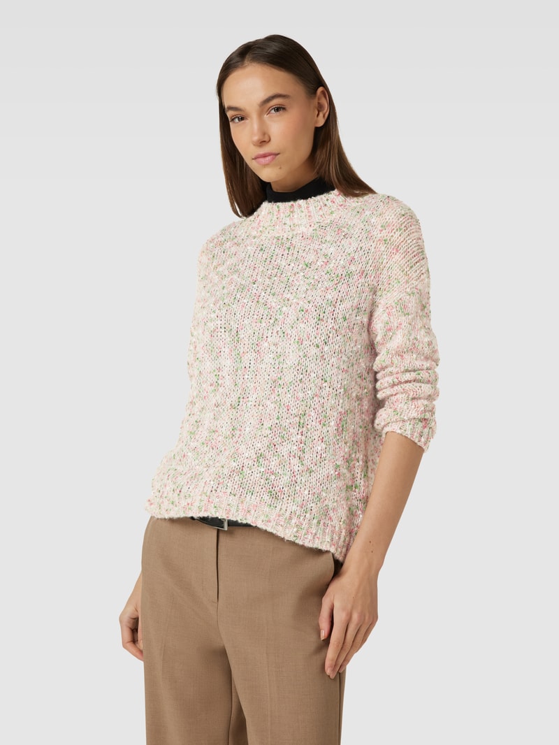 Strickpullover aus Effektgarn mit Stehkragen in offwhite