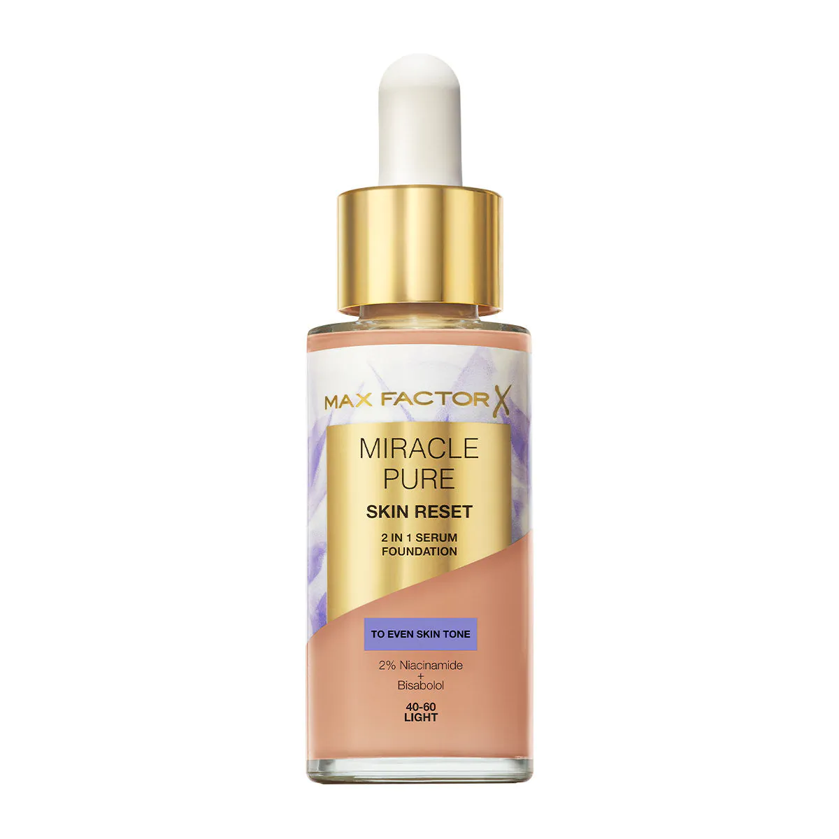 Max Factor Miracle Pure Skin Reset Foundation-serum 2-i-1, 40-60 Light