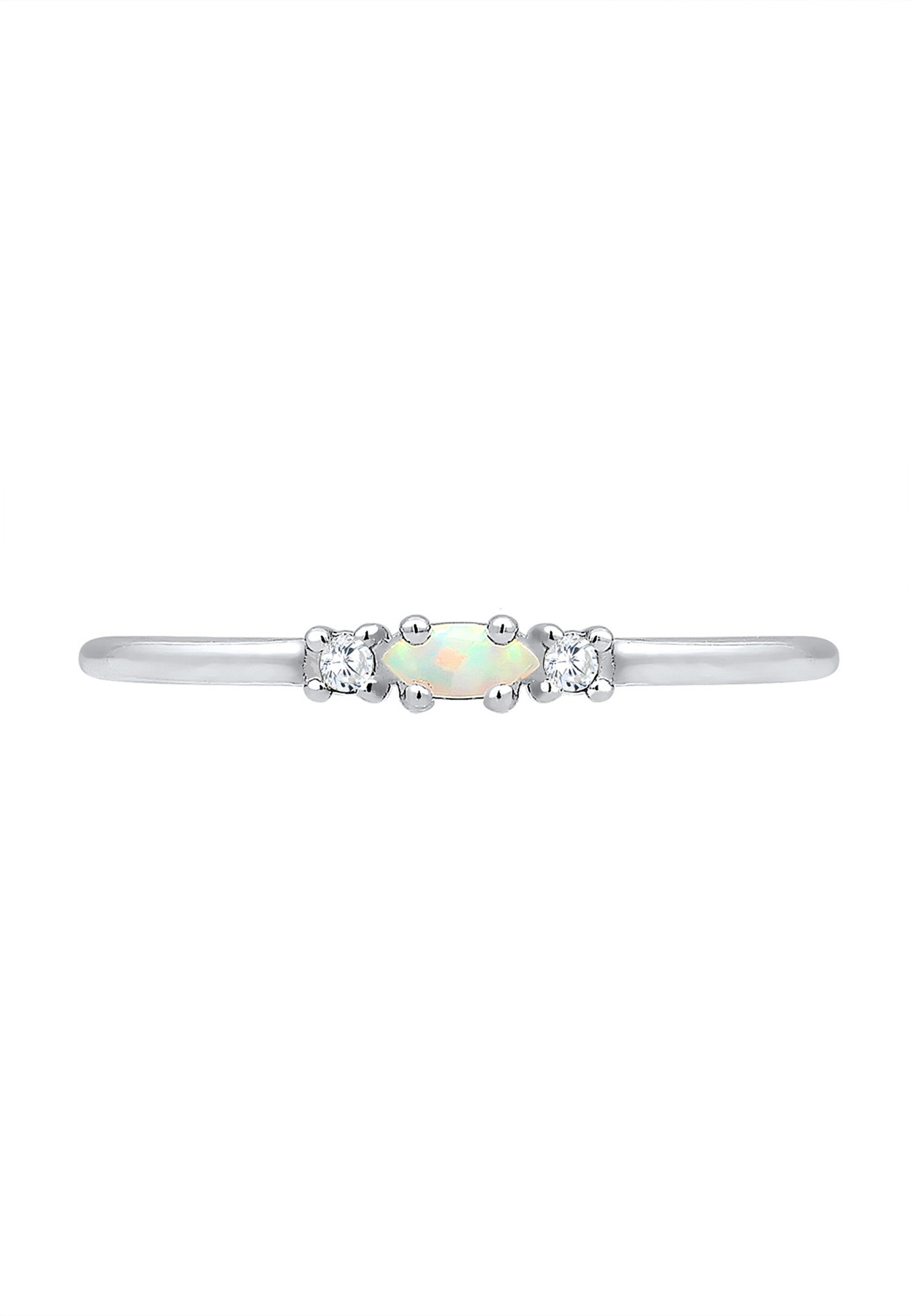 Ženski vintage prstan Elli s kubičnim cirkonijem in opalnimi kristali iz srebra 925, pozlačen