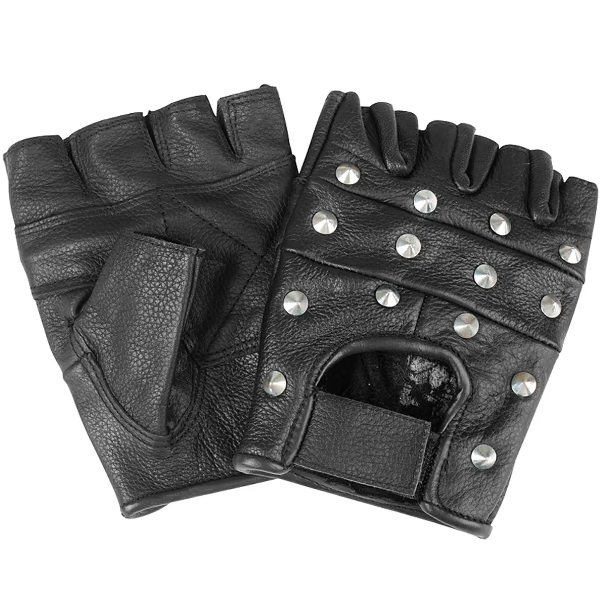 Biker Fingerlinge, Lederhandschuhe mit Nieten