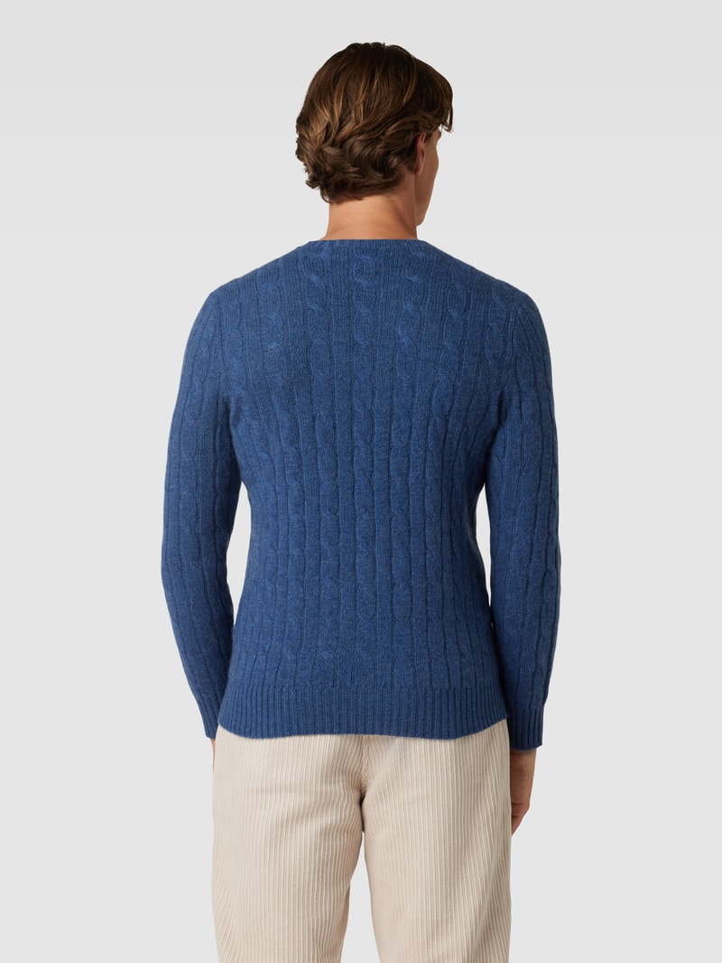 Kaschmirpullover mit Zopfmuster in blau