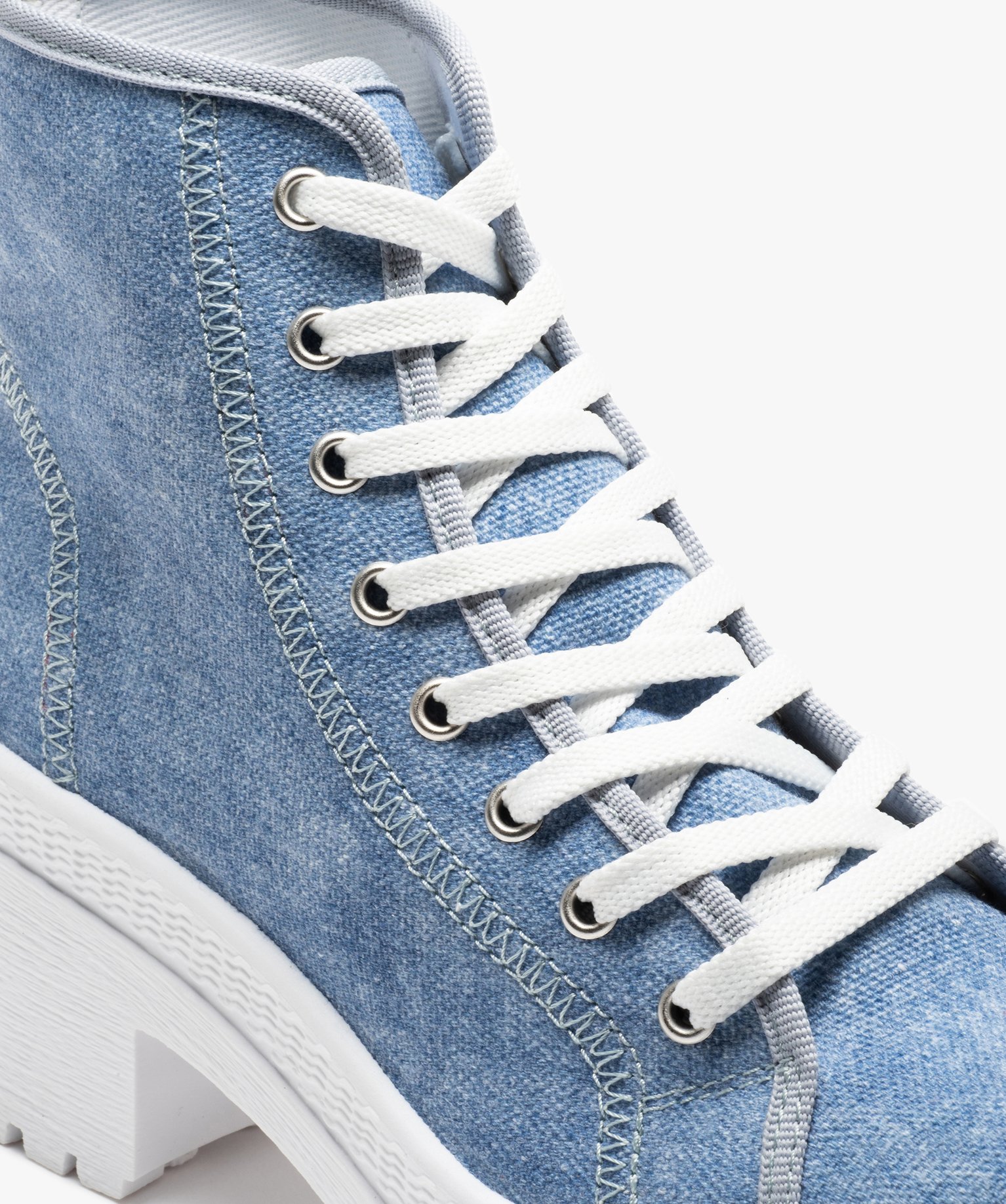 Tennis femme mid-cut en toile unie à talon et semelle crantée bleu | GEMO