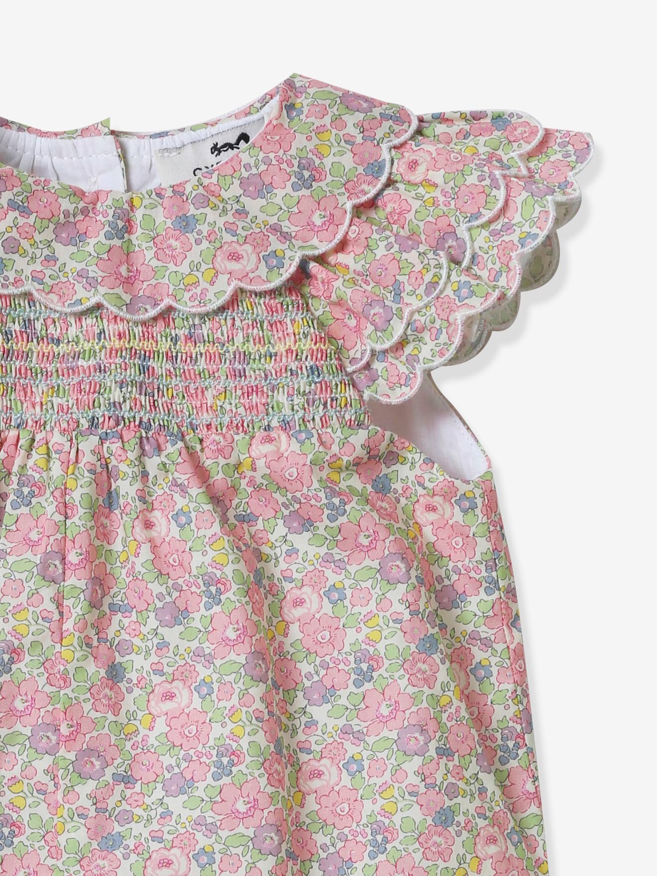 Cyrillus Mädchen Baby Overall CYRILLUS mit Liberty-Print - rosa bedruckt