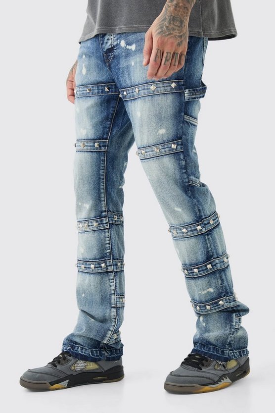 Tall Slim-Fit Schlagjeans mit verziertem Detail