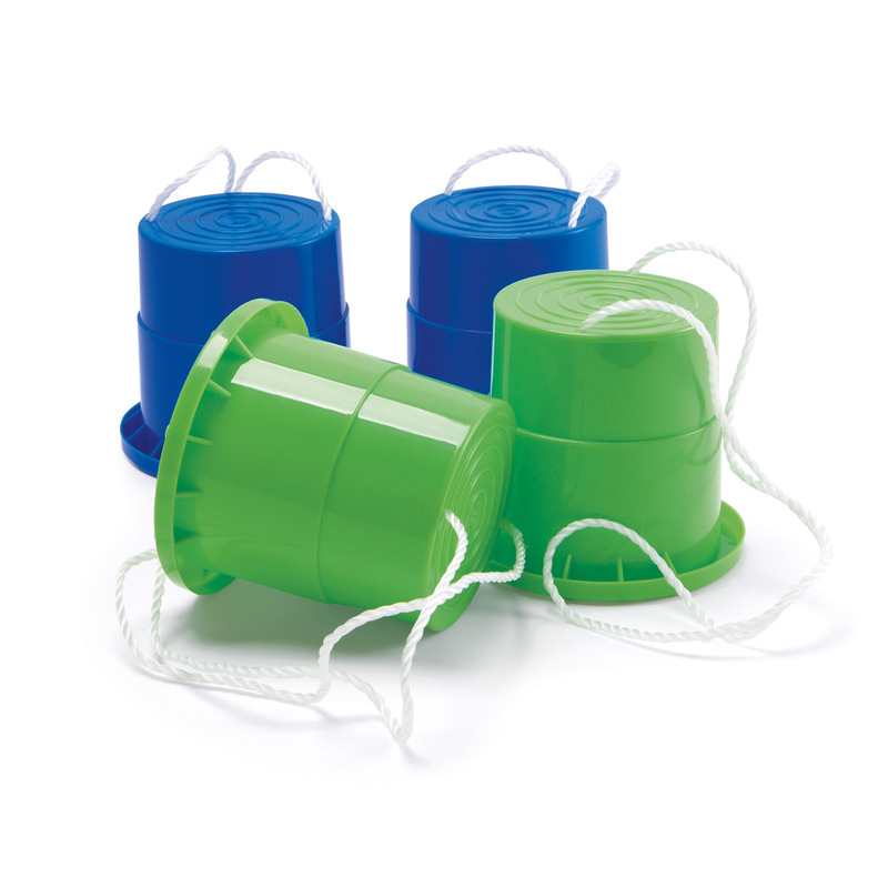 2 paires de sabots échasses bleues et vertes Oxybul