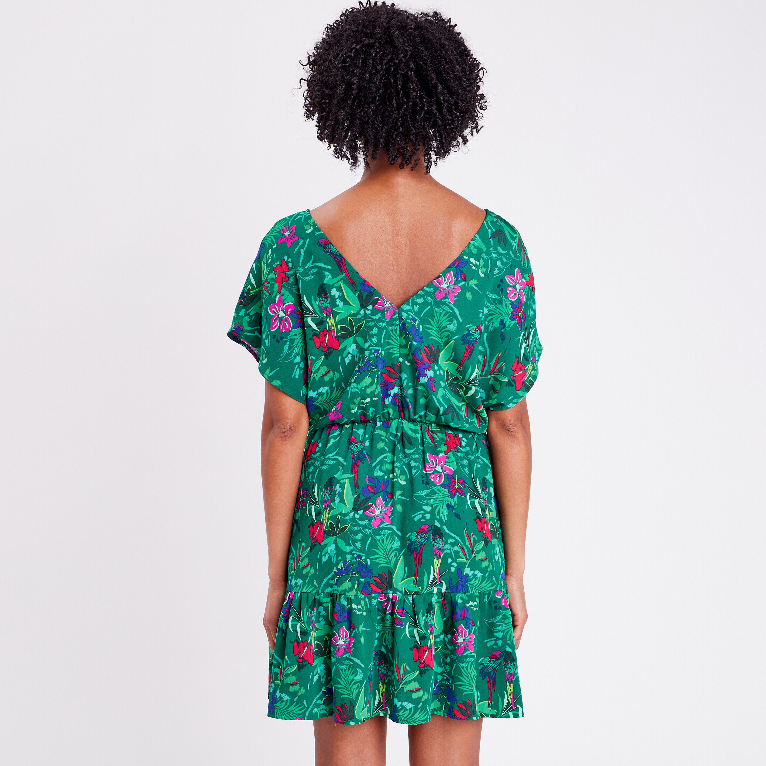 Robe cintrée manches courtes vert femme | Cache Cache
