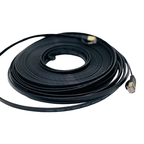 Vago-Tools CAT7 Patchkabel Netzwerkkabel schwarz 30m flach