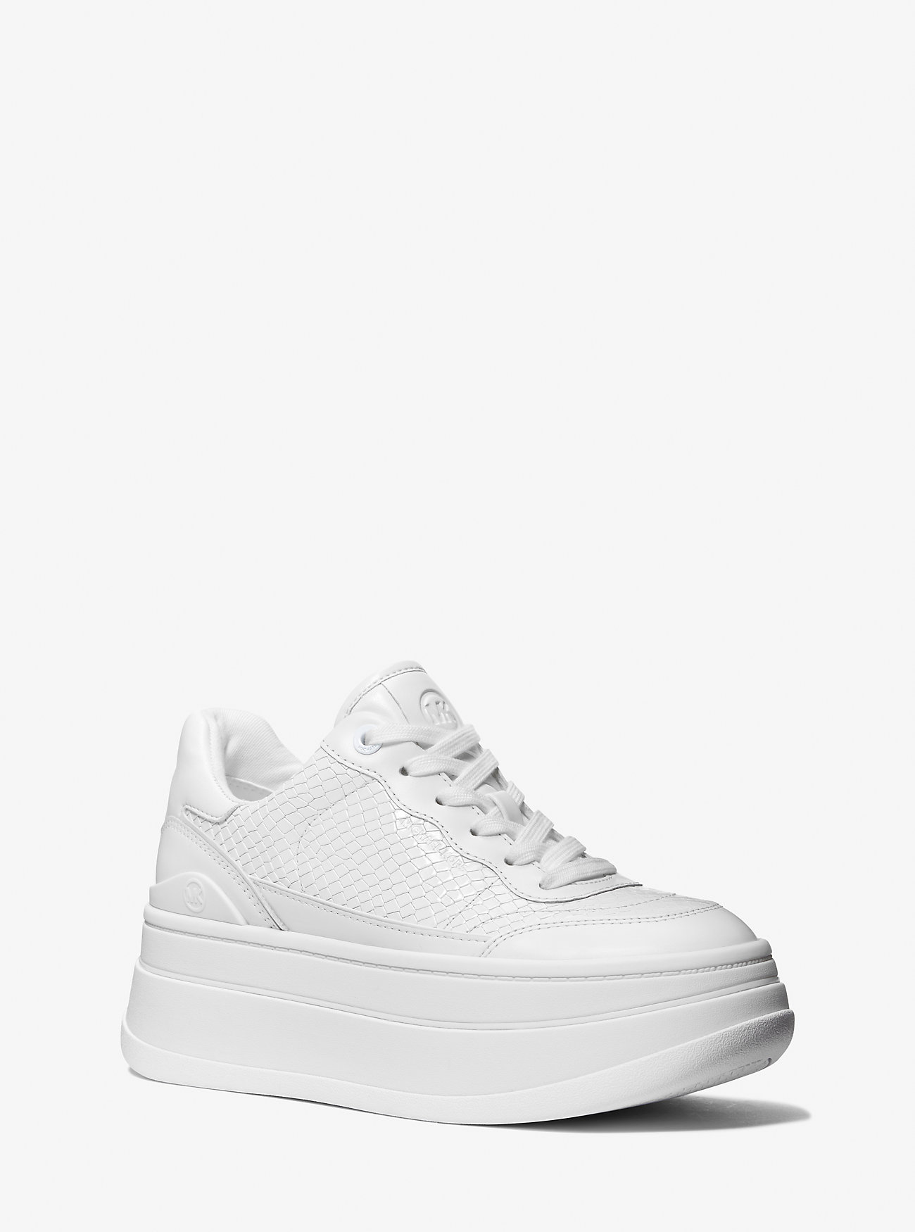 Hayes Snake Embossed Leather Platform Sneaker - OPTIC WHITE