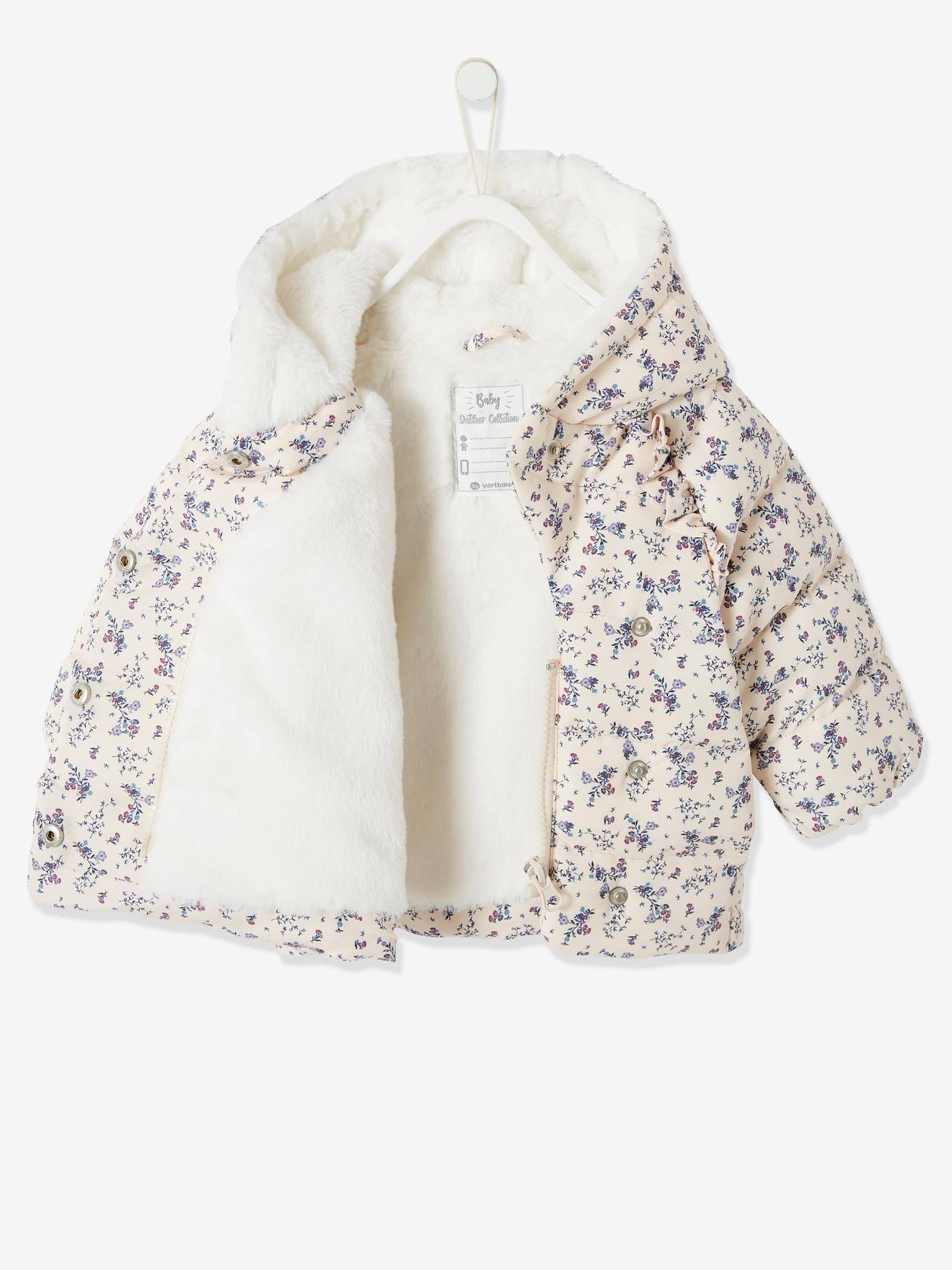 Vertbaudet Gefütterte Baby Steppjacke, Wickelform, Recycling-Polyester - dunkelblau