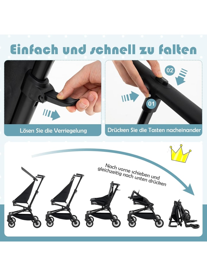 COSTWAY Kinderwagen für Babys ab 6 Monaten in Schwarz günstig kaufen onesize