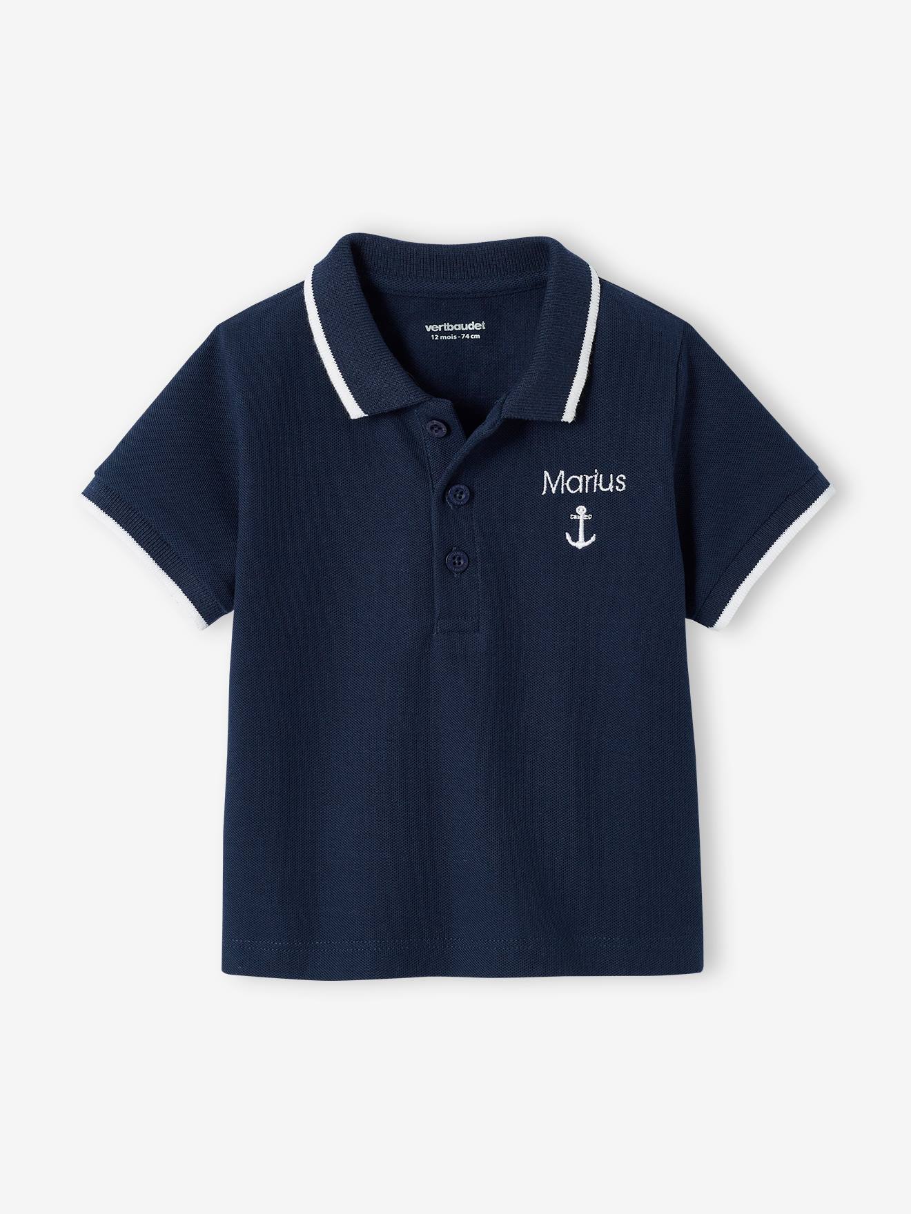 Polo bébé garçon brodé poitrine personnalisable marine