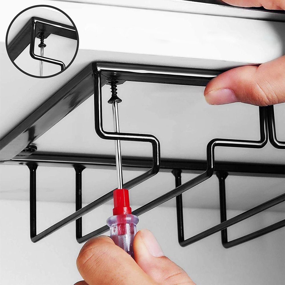 FeelGlad Gläserhalter Aufhängung, Weinglashalter mit Schiene, 5 Fächer