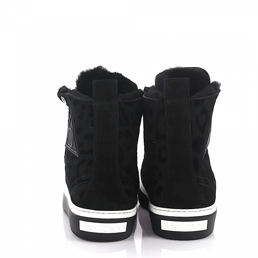 Jimmy Choo - Sneaker Schwarz BORIS Lammfell Leo Print schwarz-kombi - schwarz