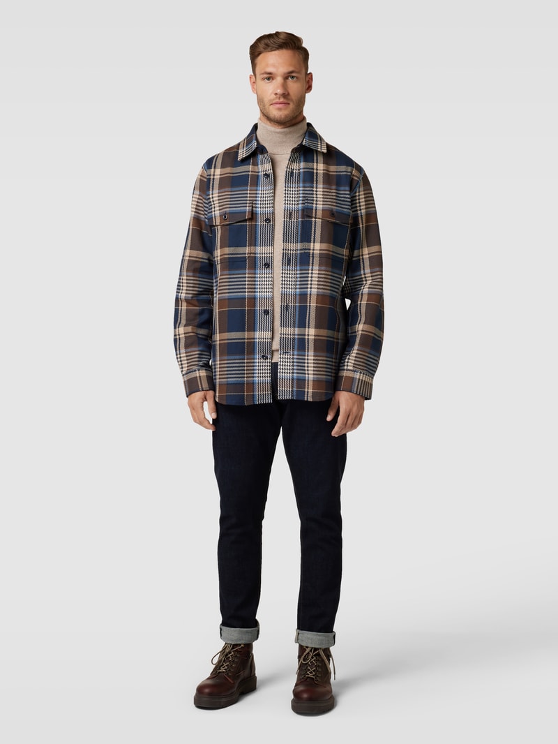 Overshirt mit Karomuster Modell 'Twill' in marineblau