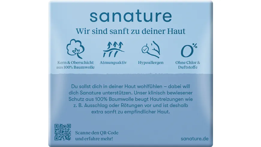 Sanature 100% Baumwolle Ultra Binden Super mit Flügeln