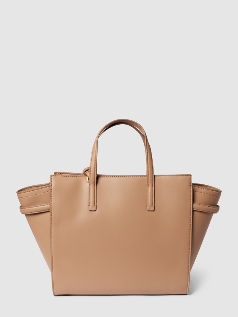 Handtasche mit Label-Applikation in beige