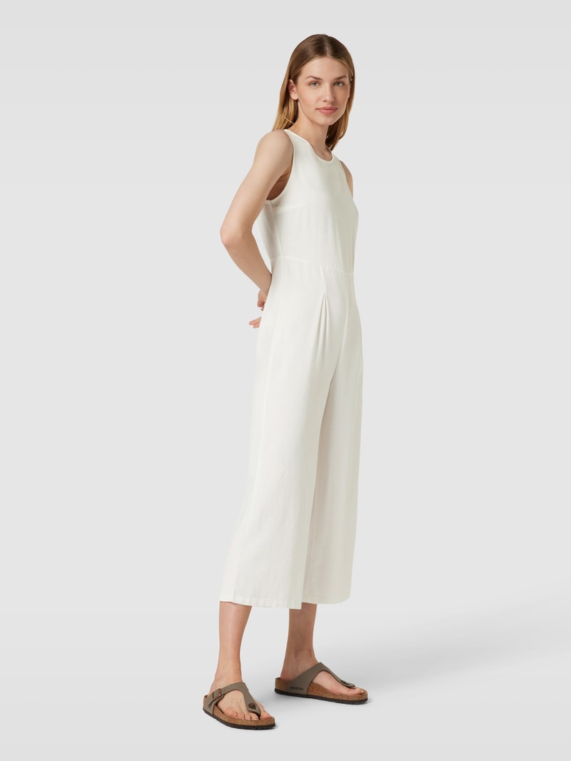 Jumpsuit aus Viskose-Leinen-Mix mit Kellerfalten Modell 'MILO' in weiß