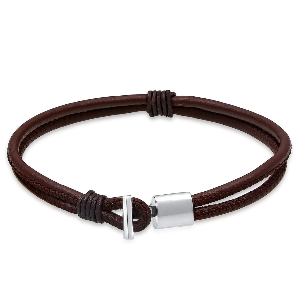KUZZOI KUZZOI Bracelet Herren Basic Echtleder Knoten Haken 925er Silber Bracelet